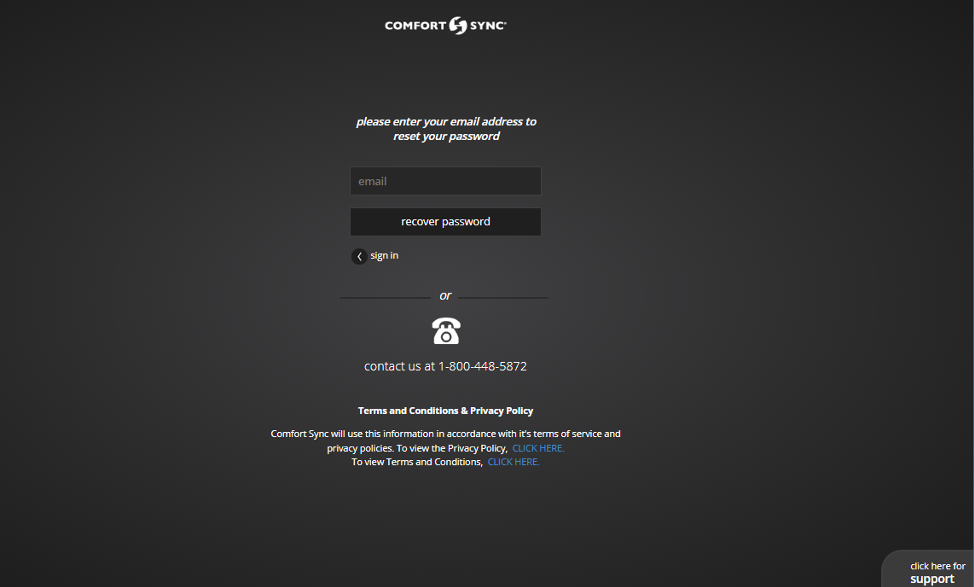 Comfort Sync Recover Password